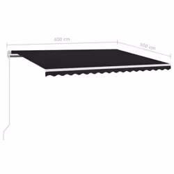 vidaXL Manual Retractable Awning 400x350 cm Anthracite Patio Shade Shelter - Additional view 3