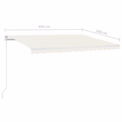 vidaXL Manual Retractable Awning with LED 400x350 cm Cream Patio Shade Shelter - Additional view 2