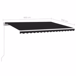 vidaXL Manual Retractable Awning with LED 400x350 cm Anthracite Shade Shelter - Additional view 3