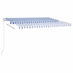 vidaXL Manual Retractable Awning 450x350 cm Blue and White Sun Shade Shelter