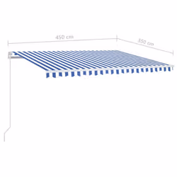 vidaXL Manual Retractable Awning 450x350 cm Blue and White Sun Shade Shelter - Additional view 6