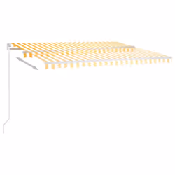 vidaXL Manual Retractable Awning 450x350 cm Yellow and White Shade Shelter