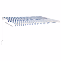 vidaXL Manual Retractable Awning 500x350 cm Blue and White Sun Shade Shelter