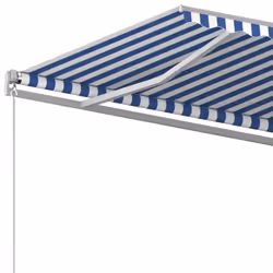 vidaXL Manual Retractable Awning 500x350 cm Blue and White Sun Shade Shelter - Additional view 4