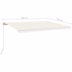 vidaXL Manual Retractable Awning 500x350 cm Cream Patio Sun Shade Shelter - Additional view 6