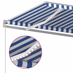 vidaXL Manual Retractable Awning with LED 500x350 cm Blue and White Shelter - Additional view 4