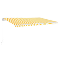 vidaXL Manual Retractable Awning with LED 500x350 cm Yellow and White Shelter