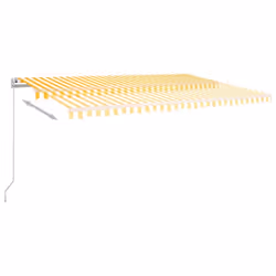 vidaXL Manual Retractable Awning with LED 500x350 cm Yellow and White Shelter