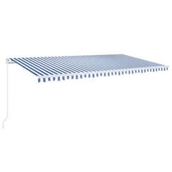 vidaXL Manual Retractable Awning 600x350 cm Blue and White Patio Shade Shelter