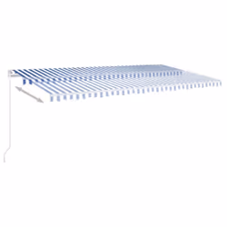 vidaXL Manual Retractable Awning 600x350 cm Blue and White Patio Shade Shelter