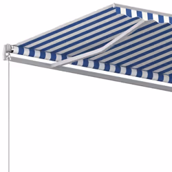 vidaXL Manual Retractable Awning 600x350 cm Blue and White Patio Shade Shelter - Additional view 4