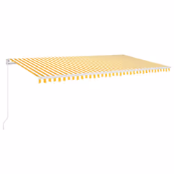 vidaXL Manual Retractable Awning 600x350 cm Yellow and White Shade Shelter