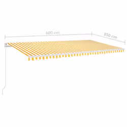 vidaXL Manual Retractable Awning 600x350 cm Yellow and White Shade Shelter - Additional view 5