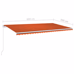 vidaXL Manual Retractable Awning Folding Outdoor Sunshade Patio Canopy Blind - multicolour, 600 x 350 cm