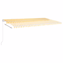 vidaXL Manual Retractable Awning with LED 600x350 cm Yellow and White Shelter