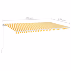 vidaXL Manual Retractable Awning with LED 600x350 cm Yellow and White Shelter - Additional view 5