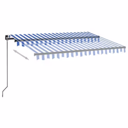vidaXL Manual Retractable Awning with LED 350x250 cm Blue and White Outdoor