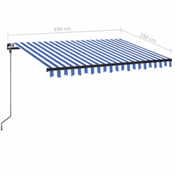 vidaXL Manual Retractable Awning with LED 350x250 cm Blue and White Outdoor - Additional view 6