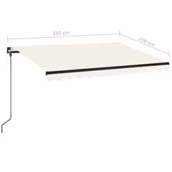 vidaXL Manual Retractable Awning with LED 350x250 cm Cream Outdoor Balcony - Additional view 4