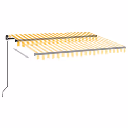vidaXL Manual Retractable Awning with LED 350x250 cm Yellow and White Outdoor