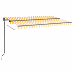 vidaXL Manual Retractable Awning Outdoor Patio Awning Sunshade Garden Canopy - yellow and white - Additional view 2