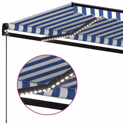 vidaXL Manual Retractable Awning with LED 450x300 cm Blue and White Outdoor