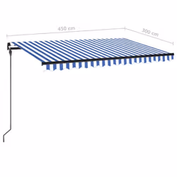 vidaXL Manual Retractable Awning with LED 450x300 cm Blue and White Outdoor - Additional view 4