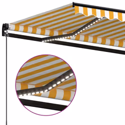 vidaXL Manual Retractable Awning with LED 450x300 cm Yellow and White Outdoor