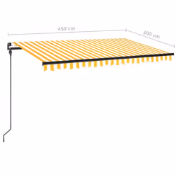 vidaXL Manual Retractable Awning with LED 450x300 cm Yellow and White Outdoor - Additional view 5