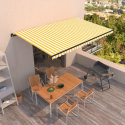 vidaXL Manual Retractable Awning 500x300 cm Yellow and White Outdoor Garden