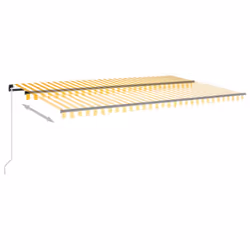 vidaXL Manual Retractable Awning 500x300 cm Yellow and White Outdoor Garden