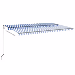 vidaXL Manual Retractable Awning with LED 500x300 cm Blue and White Outdoor