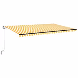 vidaXL Manual Retractable Awning with LED 500x300 cm Yellow and White Outdoor