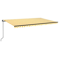 vidaXL Manual Retractable Awning with LED 500x300 cm Yellow and White Outdoor