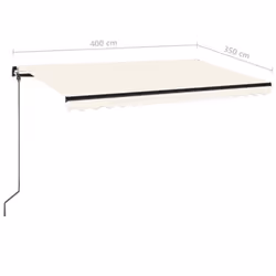 vidaXL Manual Retractable Awning 400x350 cm Cream Outdoor Garden Patio Shade - Additional view 3