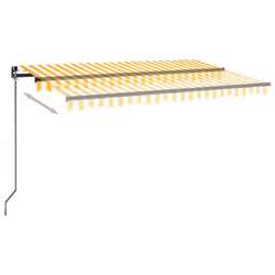 vidaXL Manual Retractable Awning 400x350 cm Yellow and White Outdoor Garden - Additional view 2