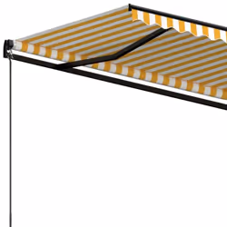 vidaXL Manual Retractable Awning 400x350 cm Yellow and White Outdoor Garden - Additional view 4