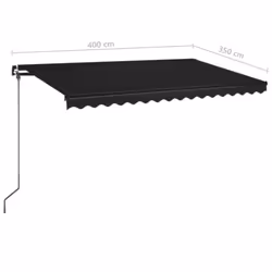vidaXL Manual Retractable Awning 400x350 cm Anthracite Outdoor Garden Patio - Additional view 6