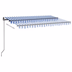 vidaXL Manual Retractable Awning with LED 400x350 cm Blue and White Outdoor