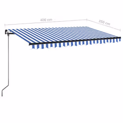 vidaXL Manual Retractable Awning with LED 400x350 cm Blue and White Outdoor - Additional view 4