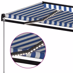 vidaXL Manual Retractable Awning with LED 400x350 cm Blue and White Outdoor - Additional view 5