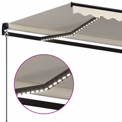 vidaXL Manual Retractable Awning with LED 400x350 cm Cream Outdoor Balcony - Additional view 3