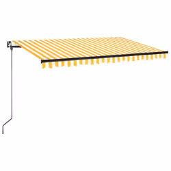 vidaXL Manual Retractable Awning with LED 400x350 cm Yellow and White Outdoor - Additional view 6