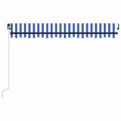 vidaXL Manual Retractable Awning 450x350 cm Blue and White Outdoor Garden