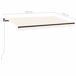 vidaXL Manual Retractable Awning 450x350 cm Cream Outdoor Garden Patio Shade - Additional view 6