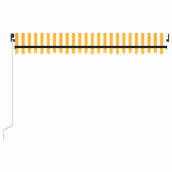 vidaXL Manual Retractable Awning 450x350 cm Yellow and White Outdoor Garden