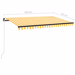 vidaXL Manual Retractable Awning 450x350 cm Yellow and White Outdoor Garden - Additional view 6