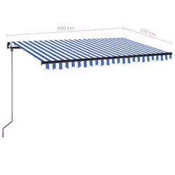 vidaXL Manual Retractable Awning with LED 450x350 cm Blue and White Outdoor