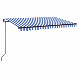 vidaXL Manual Retractable Awning with LED 450x350 cm Blue and White Outdoor - Additional view 6