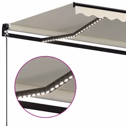 vidaXL Manual Retractable Awning with LED 450x350 cm Cream Outdoor Balcony - Additional view 4